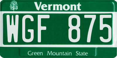 VT license plate WGF875