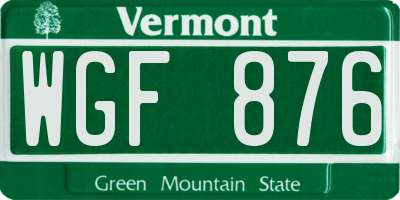 VT license plate WGF876