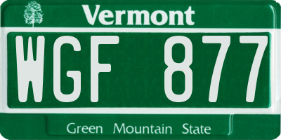 VT license plate WGF877
