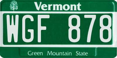 VT license plate WGF878