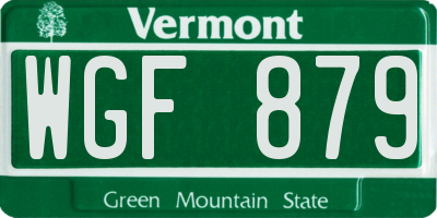VT license plate WGF879