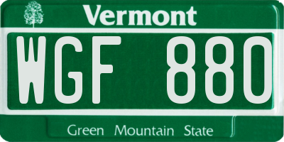VT license plate WGF880