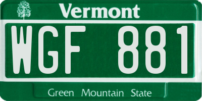 VT license plate WGF881
