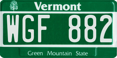 VT license plate WGF882