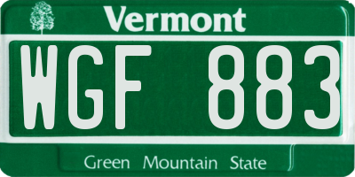 VT license plate WGF883