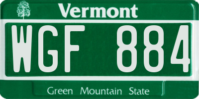 VT license plate WGF884