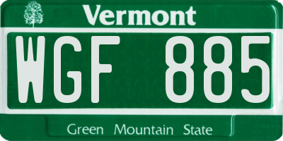 VT license plate WGF885