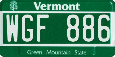 VT license plate WGF886