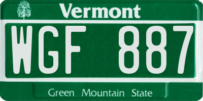VT license plate WGF887