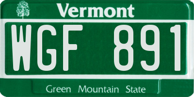 VT license plate WGF891