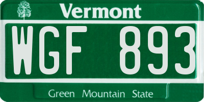 VT license plate WGF893