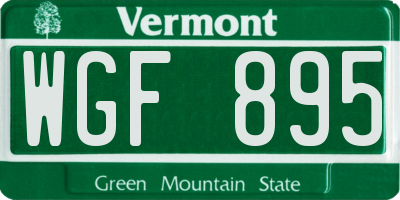 VT license plate WGF895