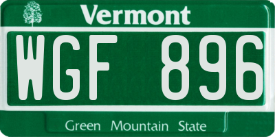 VT license plate WGF896