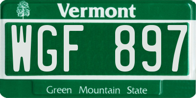 VT license plate WGF897