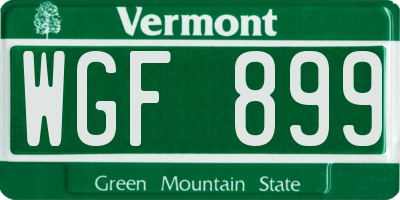VT license plate WGF899