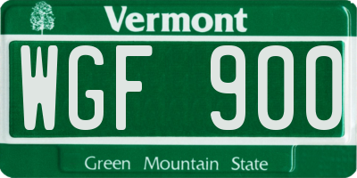 VT license plate WGF900