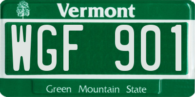 VT license plate WGF901
