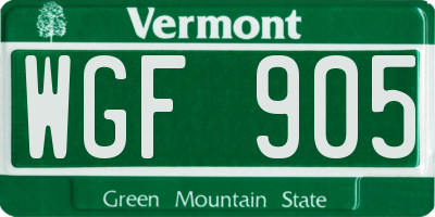 VT license plate WGF905