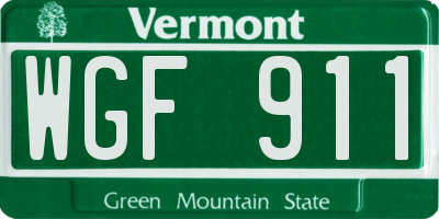 VT license plate WGF911
