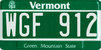 VT license plate WGF912