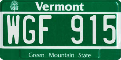 VT license plate WGF915