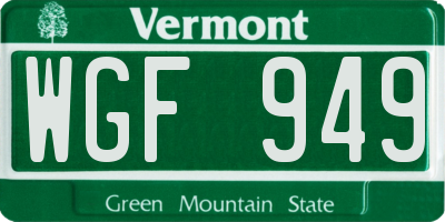 VT license plate WGF949