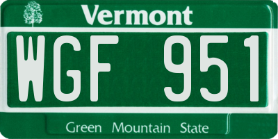 VT license plate WGF951