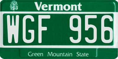 VT license plate WGF956