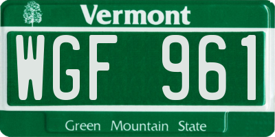 VT license plate WGF961