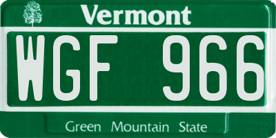 VT license plate WGF966