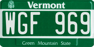 VT license plate WGF969