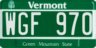 VT license plate WGF970