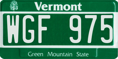 VT license plate WGF975