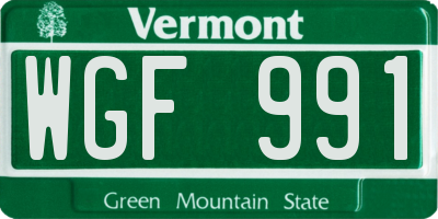 VT license plate WGF991
