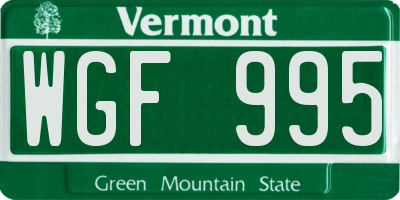 VT license plate WGF995