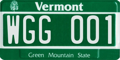 VT license plate WGG001