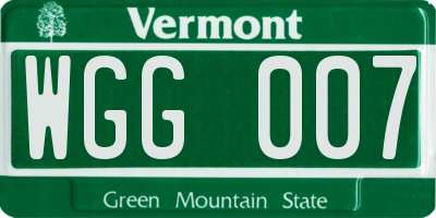 VT license plate WGG007