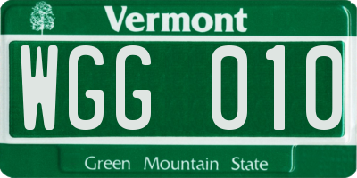VT license plate WGG010