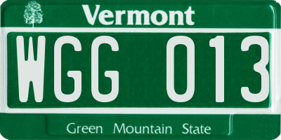VT license plate WGG013