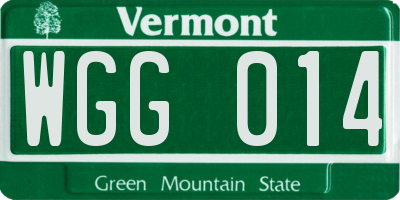 VT license plate WGG014