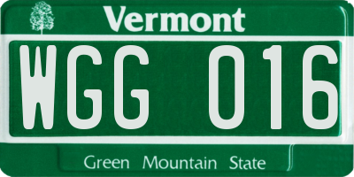 VT license plate WGG016