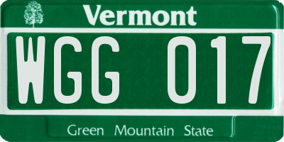 VT license plate WGG017