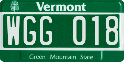 VT license plate WGG018