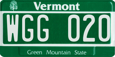 VT license plate WGG020