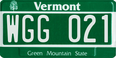 VT license plate WGG021