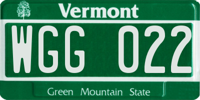 VT license plate WGG022