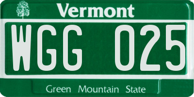 VT license plate WGG025