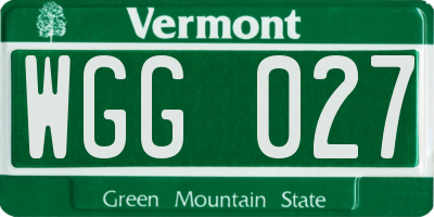 VT license plate WGG027