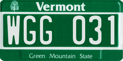 VT license plate WGG031