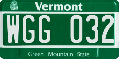 VT license plate WGG032